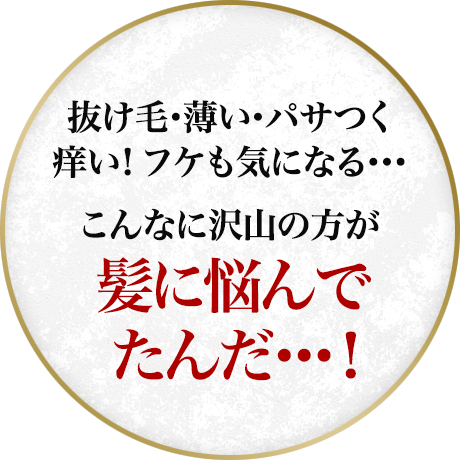 抜け毛・薄い・パサつく痒い！フケも気になる…こんなに沢山の方が髪に悩んでたんだ…！